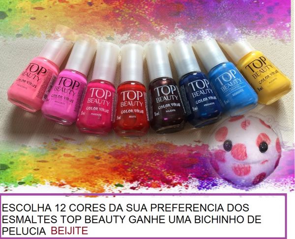 12 esmaltes Top Beauty+ 1 bichinho Grátis Beijite