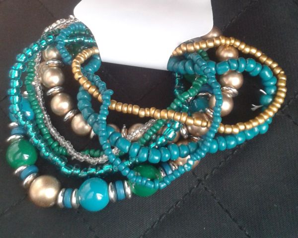 Conjunto de 8 Pulseiras com azul e verde