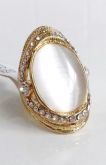 Anel dourado oval com strass TAM 18