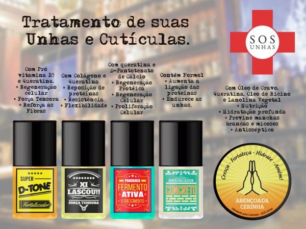 .  Kit SOS unhas Top Beauty - Bases de tratamento + Cerinha