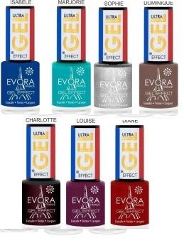 . Coleção com 7 esmaltes Evora efeito Gel