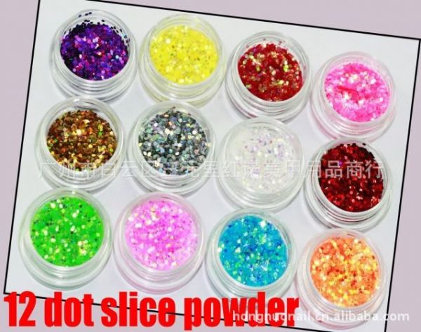 .Kit com 12 potinhos de Glitter Hexagonal