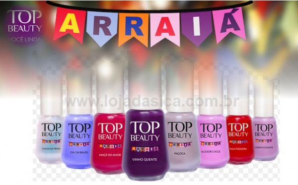 Coleção de esmaltes Top beauty Outono Inverno Arraiá com 8 cores.