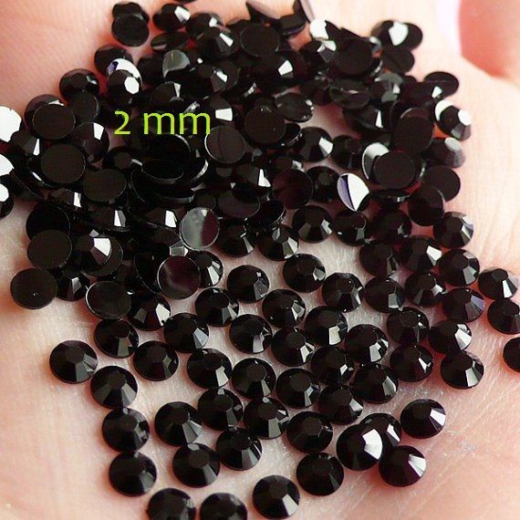 Strass preto sextavado 2 mm